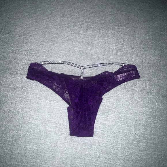 New Victoria's Secret rhinestone Brazilian lace panty small shine strap sexy - Picture 6 of 7